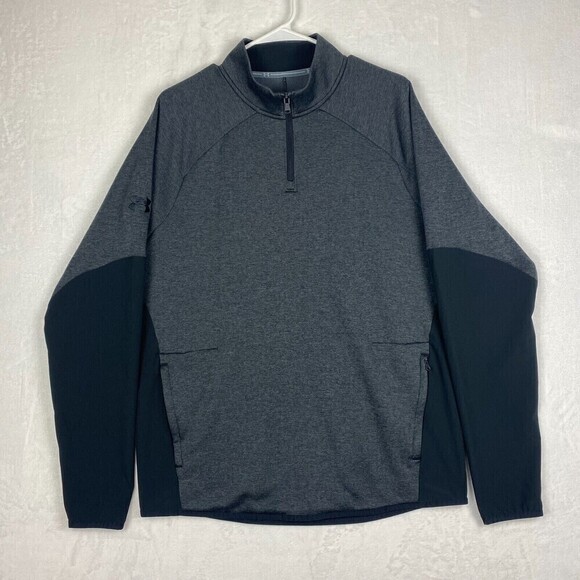 Under Armour Sweater Mens Large Gray Black Lightweight Pullover Sweatshirt - Picture 1 of 10